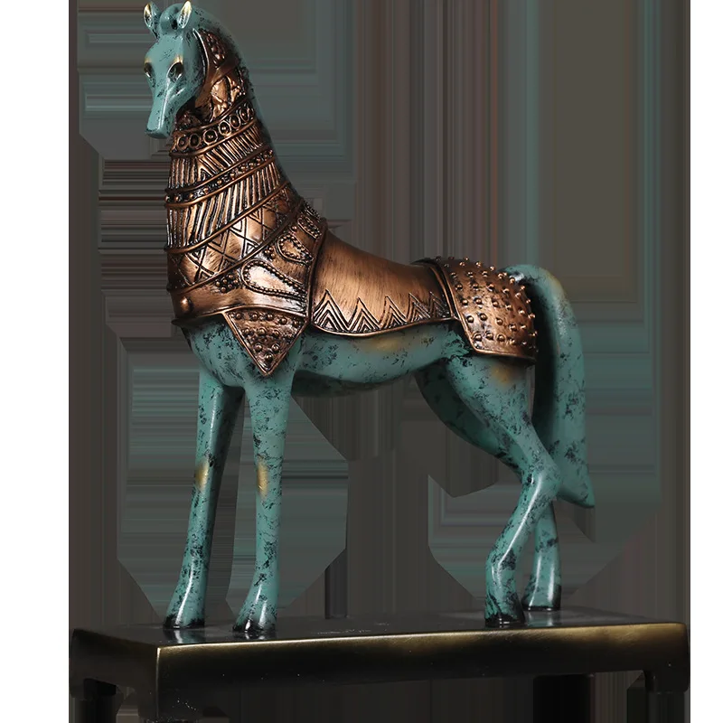 

New Chinese-style Imitation Bronze Warhorse Decoration Home Villa Bar Model Room Soft Decoration Antique Home Decor