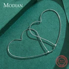 Modian 925 стерлингового серебра простые линии сердца мода большой обруч серьги-клипсы для женщин и девочек в минималистском стиле свадебные ювелирные украшения Arete