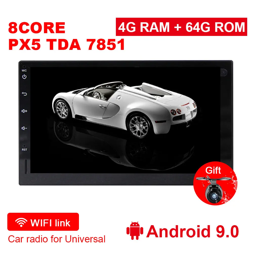 Android 9.0 4G 64G Eunavi 7 ''2 din Octa 8 ядерный Android 9,0 4 Гб ОЗУ Универсальное автомобильное радио gps Navi аудио стерео мультимедийный плеер wifi bluetooth USB - Цвет: Android 9.0 4G 64G