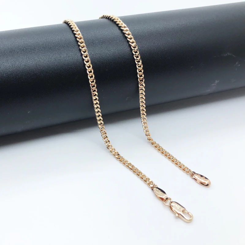 

FJ 3mm Man Woman 585 Rose Gold Color Twisted Water Wave Necklace Chains Jewelry 50cm Length