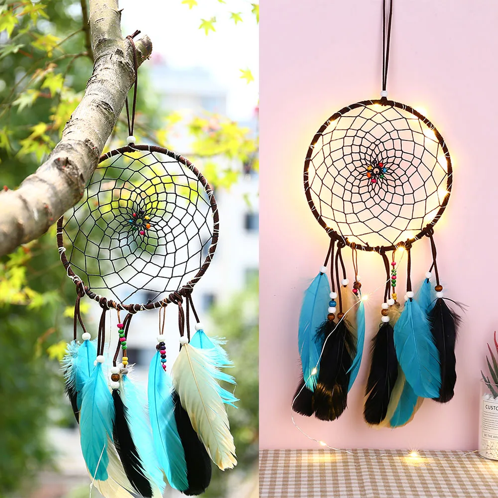 Ловец снов светодиодный светильник Романтический DIY подвесной светильник перо Кружева для девушки спальни навесные Декорации для стен подарок D40