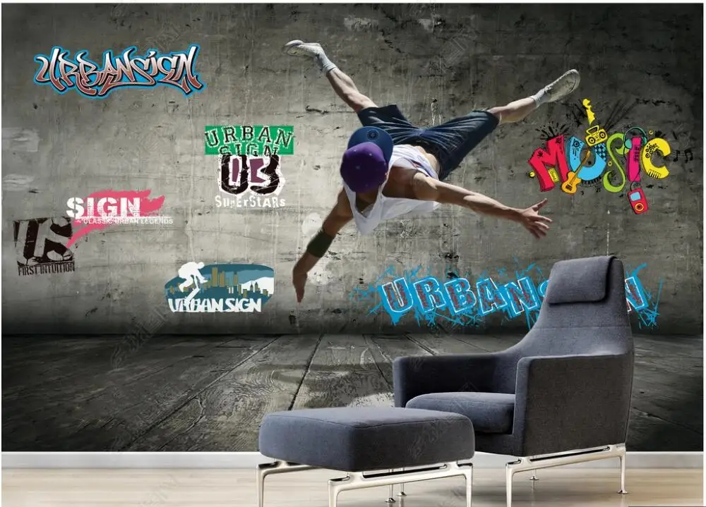 

Custom mural 3d photo wallpaper home decor Modern vitality nostalgic dancing youth graffit room wallpaper for walls 3 d in rolls