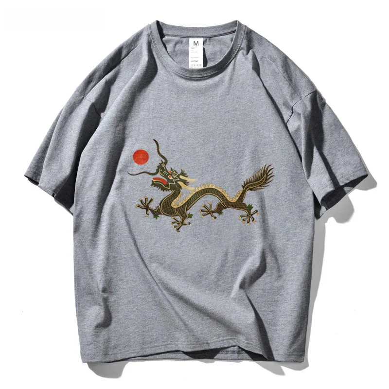Футболка мужская оверсайз с мультяшным рисунком дракона уличная одежда в стиле