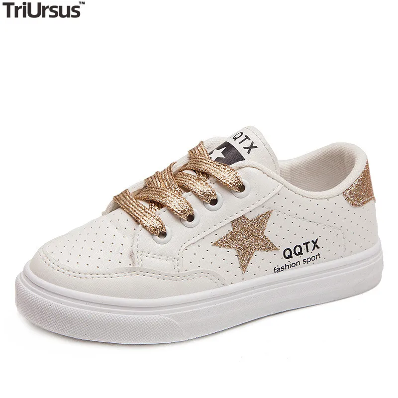 

Children's Flats Fashion Sneakers Glitter Five-Pointed Star Toddler Boys Girls Casual Shoes Rubber Sole Lace Up Kids Sport Shoes