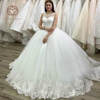 2021 new white lace applique prom bride dresses dress wedding lace luxury wedding dress vestido de noiva floor length gowns