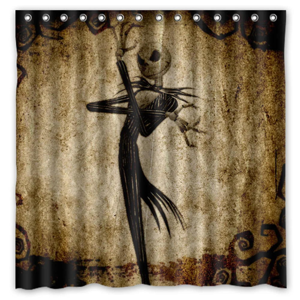 Jack Skellington Printing Waterproof Shower Curtain Mildewproof Polyester Fabric Bath Curtains 72x72inch With 12 Hooks - Цвет: 2