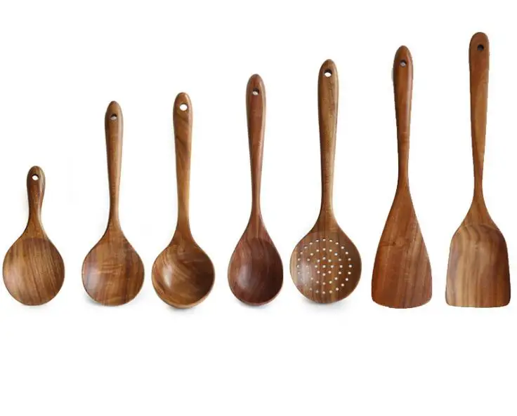 1PC Teak Wood Turner Spatula Rice Leaky Spoon Soup Scoop Non Stick Cooking Utensils Wooden Slotted Set OK 1205 | Дом и сад