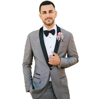 grey formal blazer slim fit 2 pieces suits men suit for business dinner wedding dress prom dresses men groom tuxedojacketpant