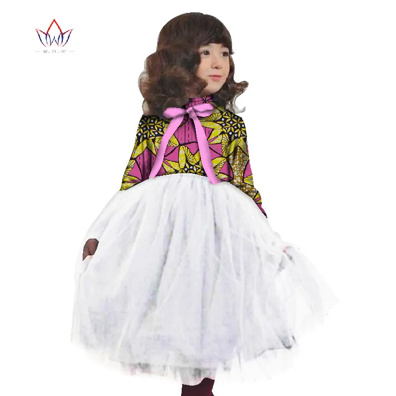 Платье для девочек в африканском стиле Кружевная одежда Детская с круглым