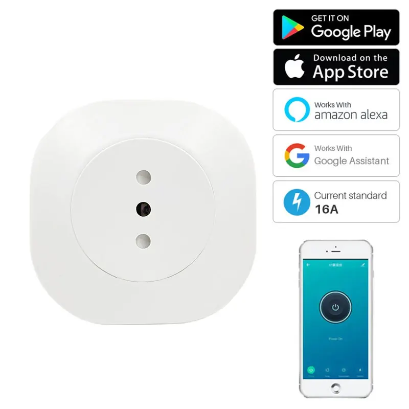 

16A Chile Italy Smart Wifi Plug Smart Home Wifi Wireless Socket Works With Alexa Google Home Tuya/Smart Life