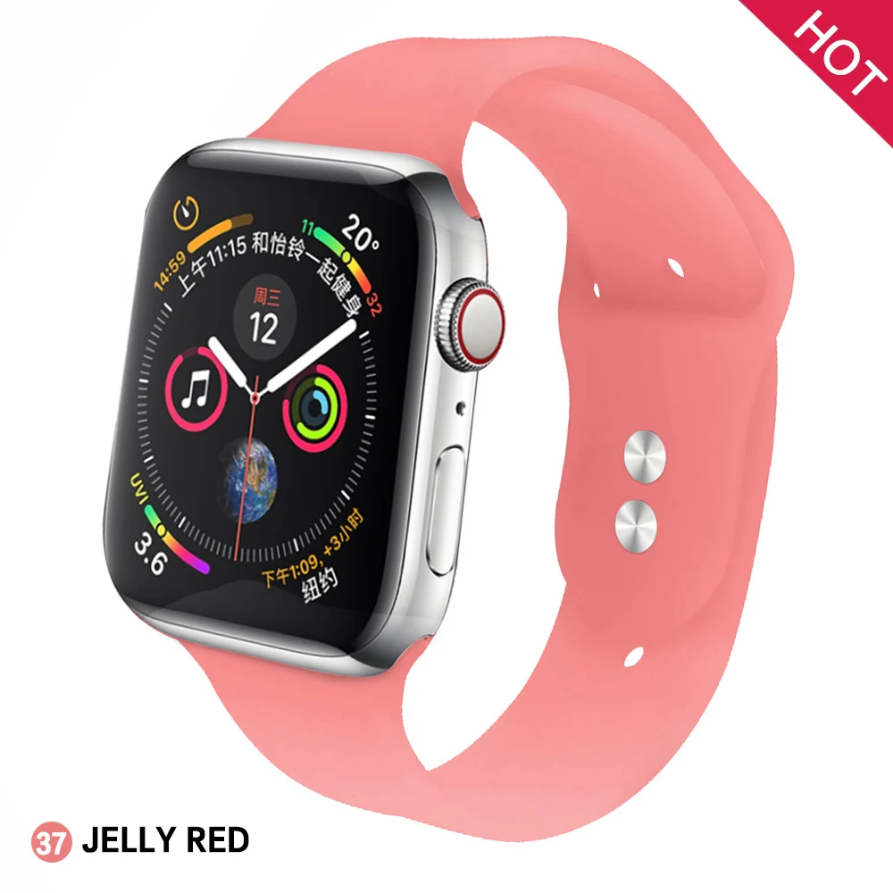 Спортивный мягкий силиконовый сменный ремешок 38 мм от mu sen для Apple Watch версии 1, 2, ремешок 42 мм на запястье, ремешок для iWatch Sport - Цвет ремешка: Jelly red
