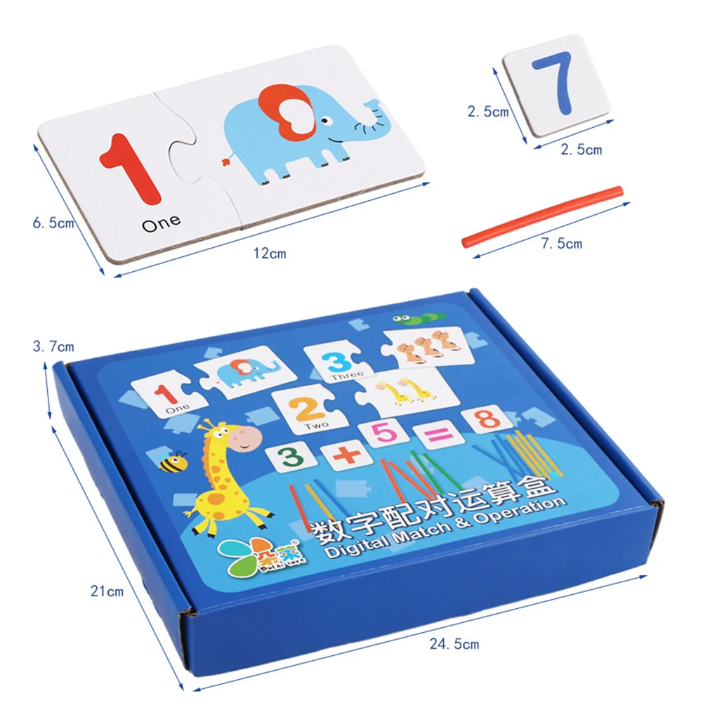 

Kindergarten Wooden Counting Sticks + Number Cards Set Math Toys for Kids