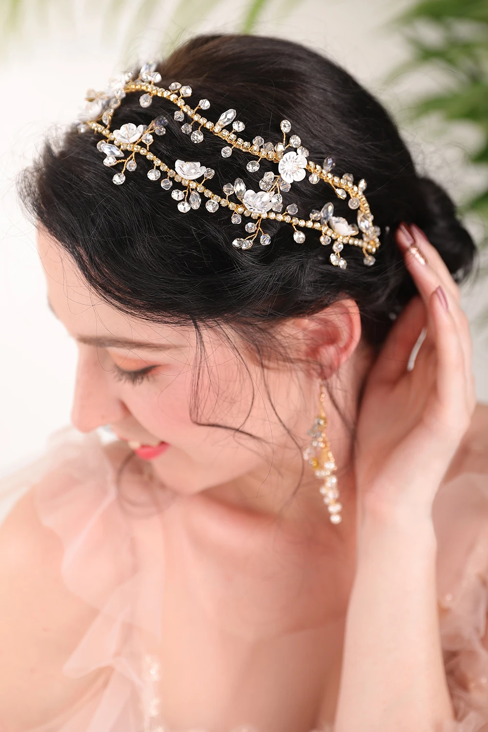 Новое поступление 2020 золотые Цветы Стразы кристалл сплав Женская корона