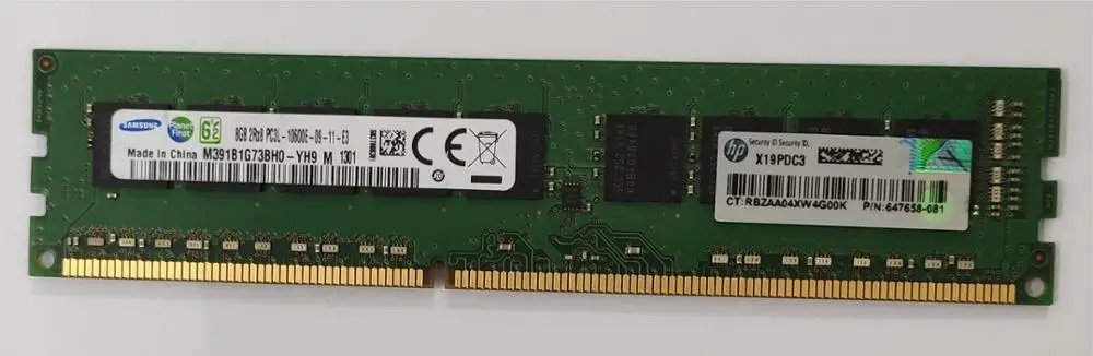 647909 B21 664696 001 647658 081 8GB (1x8GB) 2R x8 PC3L 10600E (DDR3 1333) Небуферизованная фотопамять низкого