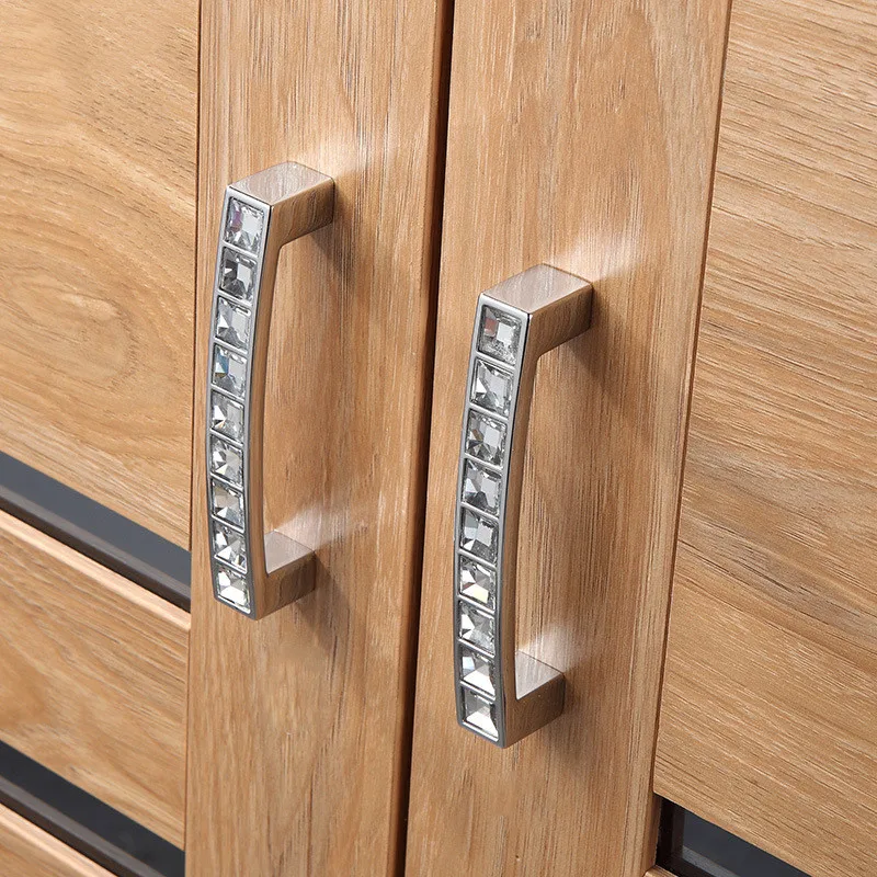 

KK&FING Crystal Handle European Wardrobe Doors Pulls Kitchen Drawer Knobs French Country Diamond Handle Furniture Hardware