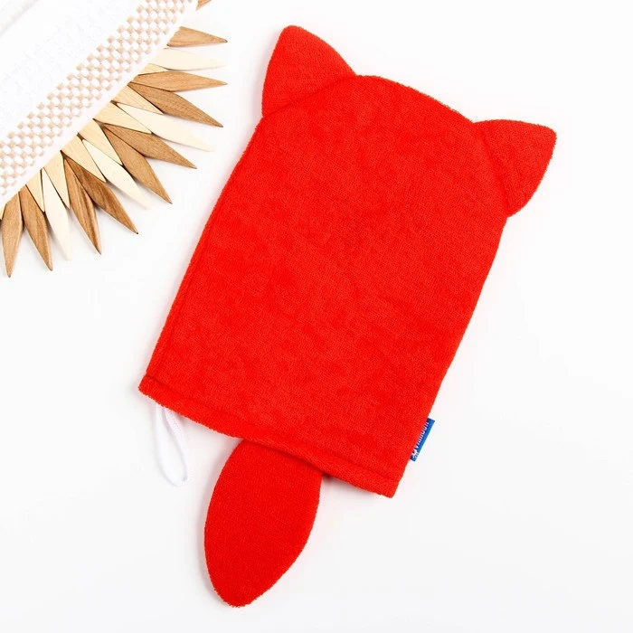 Мочалка детская для купания Лисичка варежка из махры | Мать и ребенок