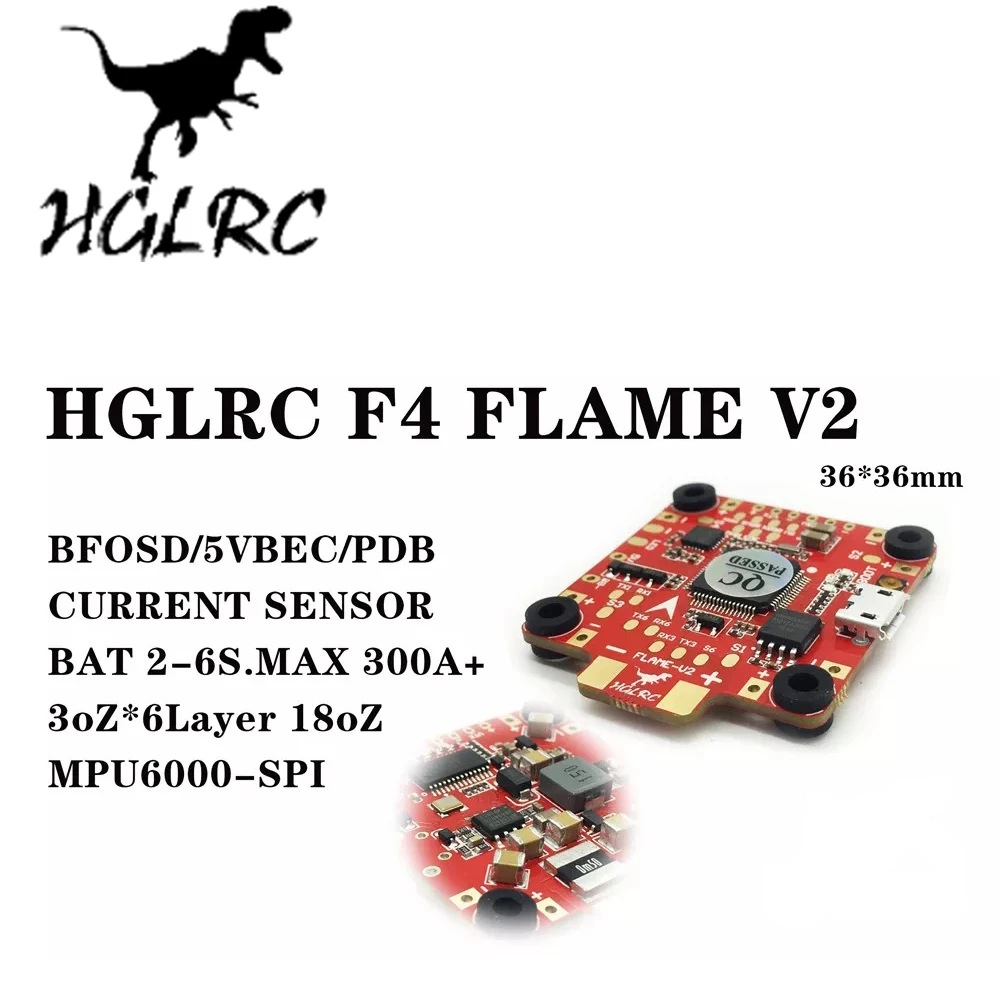 

Контроллер полета HGLRC 30,5x30,5 мм F4 FLAME V2, бетафлайт, OSD 5 В, BEC для радиоуправляемого дрона