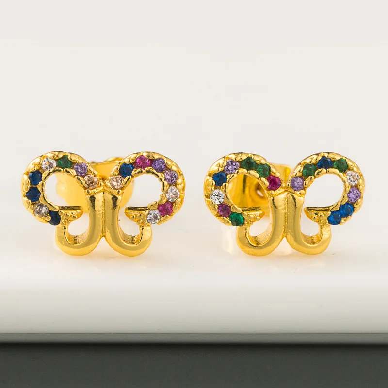 

New Luxury Fashion Color Zirconium Dangle Drop Korean Earrings For Women Big Butterfly Gold Earring for Women 2022 Jewelry