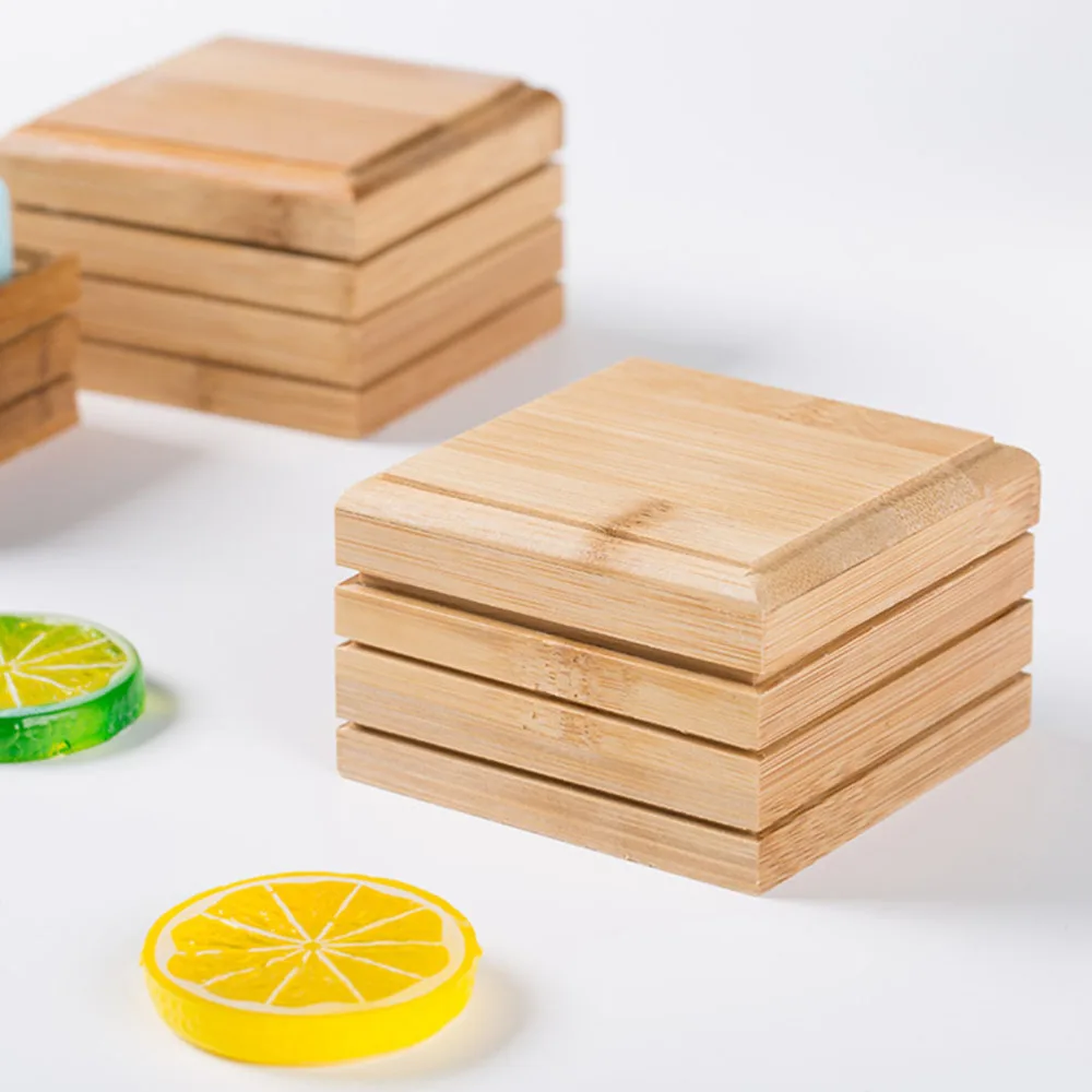 

2pcs Bamboo Soap Dish Drainage Soap Holder Bathroom Soap Container (Khaki)