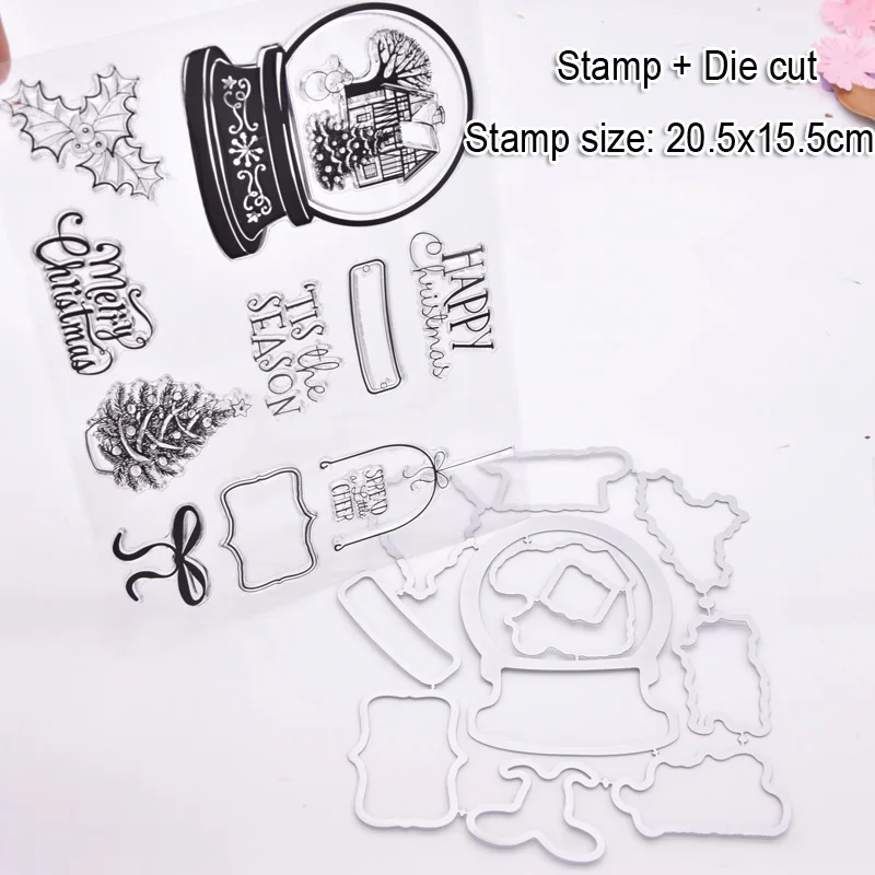 DS301-08SC Рождественский штамп высечки набор прозрачный Штамп для DIY изготовления открыток Скрапбукинг - Цвет: DS301-08SC