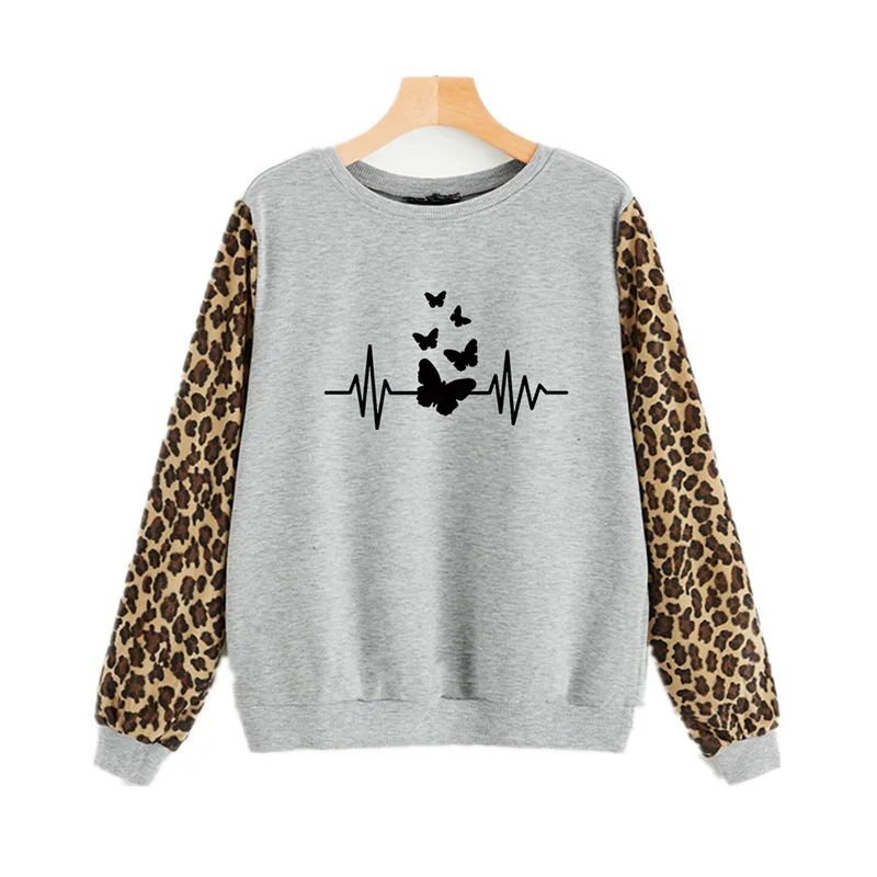 Новые леопардовые Лоскутные женские толстовки размера плюс пуловеры XXL Осень