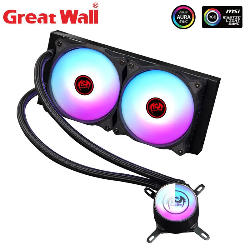

Great Wall Â Gragons 240i PC Case Water Cooling Computer CPU Cooler Fan RGB 120mm Water Cooler Radiator LGA 1155/2011/AM3+/AM4