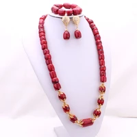 dudo 32 inches 12 13mm nigerian jewelry set dubai red coral beads for nigerian men nature coral set