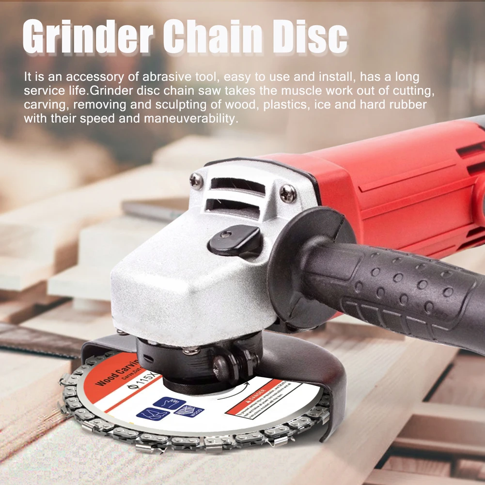 

115mm Yellow Chains Wear-resistant 8T Stainless Steel Woodworking Disc Grooving Machine Chains Disc Wood Carving Cutting Disc