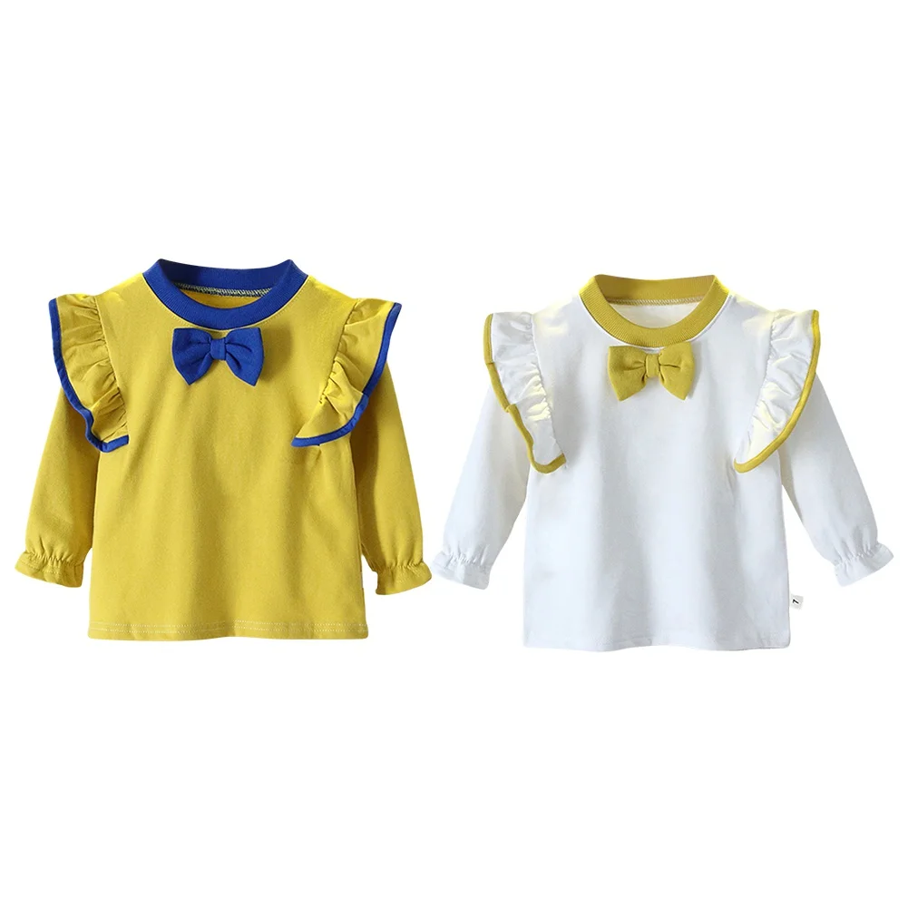 

Kid's Blouse Bow Casual Fashion round neck Collar Princess Spring Autumn New Girls Shirts Top Children's Clothing