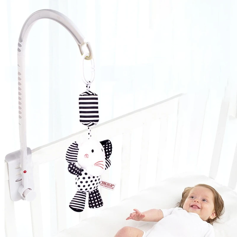 

3Pcs Baby Car Seat Toy Soundable Hanging Plush Ring Toys for Crib Bar Rattle Teether with Animal Soft Plush Ring Bell