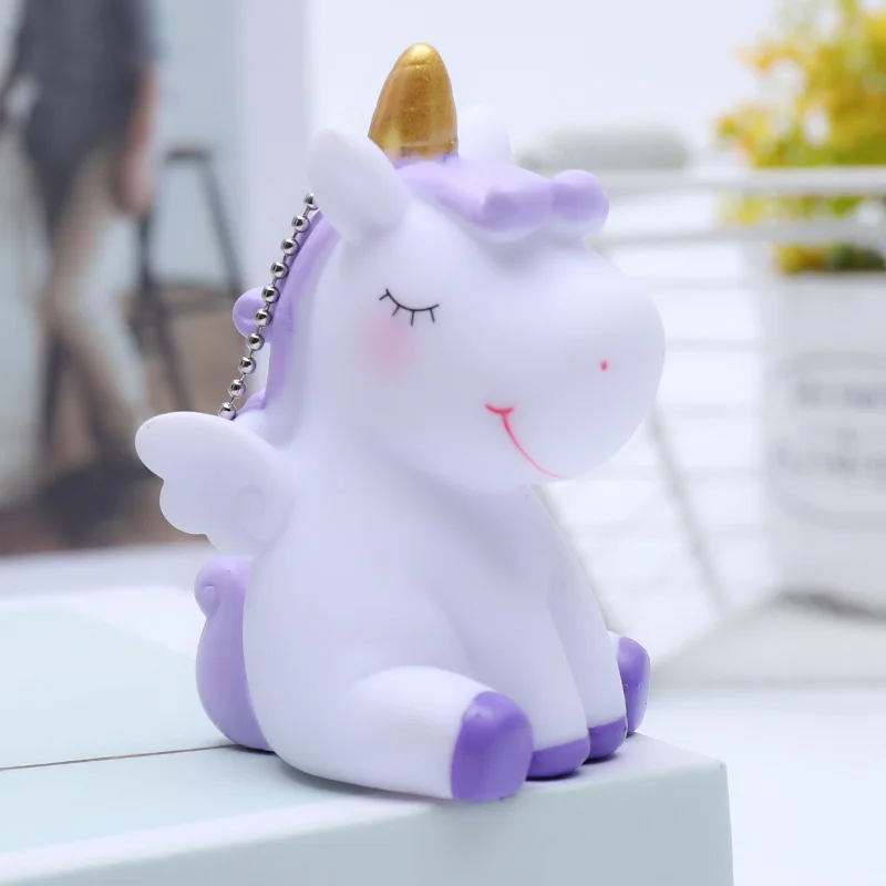 

Cartoon Cute Animal Pony Unicorn Horse Keychain Doll Bell Key Ring Women Car Purse Key Chains Trinket Kids Toys or Gifts
