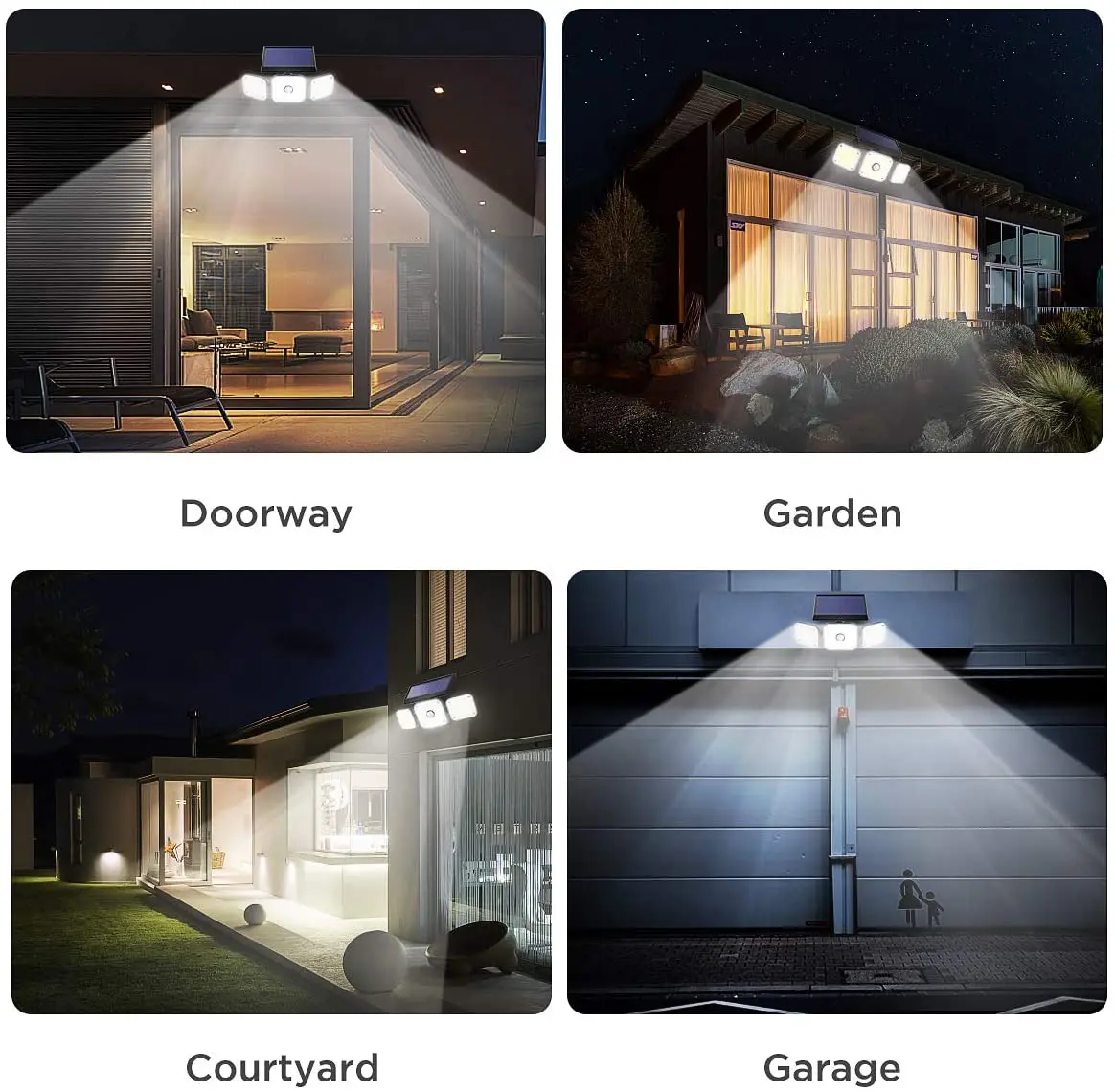 

Solar Motion Sensor Lights Outdoor 3 Head Security Adjustable Lights 112 LEDFlood Lights Waterproof for Porch Garden Patio