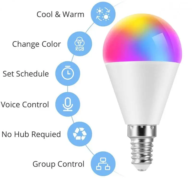 Светодиодная лампа с регулировкой яркости энергосберегающая RGB поддержкой Wi Fi