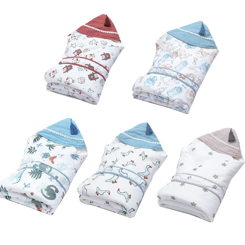 

Baby Swaddle Wrap Blanket Sleeping Bag Receiving Blankets Cartoon Print Stroller Wrap for Newborn Infants