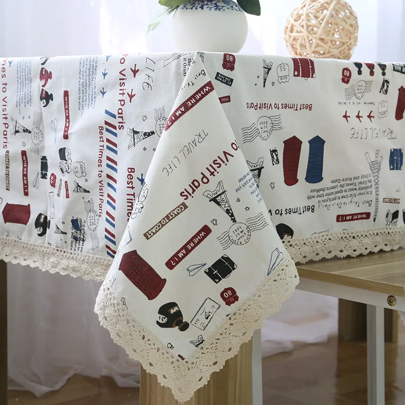 

New tablecloth cartoon cute tablecloth Korean style tablecloth homeware cotton and linen printed tablecloth