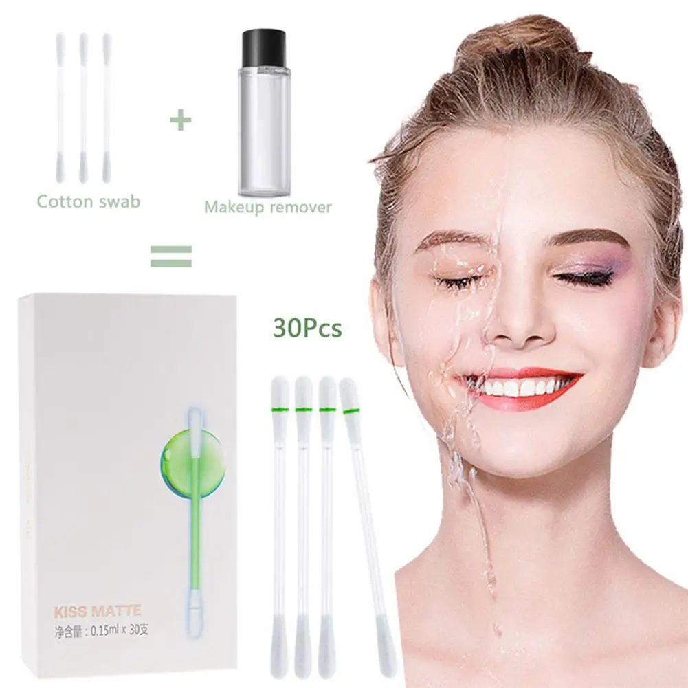 

30pcs Disposable Makeup Remover Sticks Cotton Swab Care Tool Portable Lip Eye Partial Makeup Remover Cotton Swab Kit