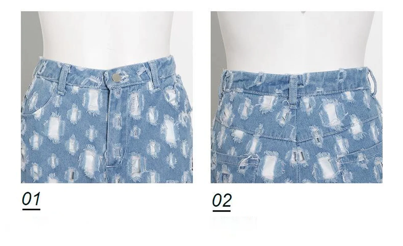 

2021 High Waist Hole Vintage Retro Trousers Spring Summer Casual Loose Wide Leg Pants Fashion Long Women Denim Jeans 13A238