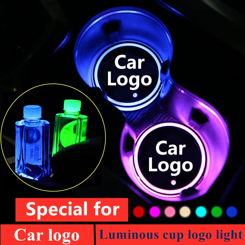 Car logo Светодиодный подстаканник с логотипом автомобиля, подстаканник для бутылок и напитков, 7 цветов, сменный подстаканник с usb зарядкой, светодиодный подстаканник с логотипом автомобиля, декоративная лампа - Испускаемый цвет: Car logo
