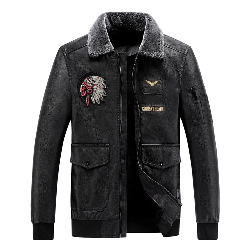 

Men's Genuine Leather Zipper Male Real Member Bomber Motorcycle Biker Style Jacket Sheepskin Eco Fur Coat Winter Natural 2021