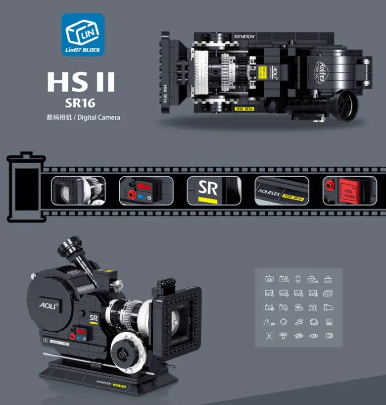 Создатель цифровой видео камера проектор Polaroid Блок Набор DIY микро MOC модель