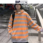 Мужская толстовка в полоску с капюшоном, в стиле хип-хоп