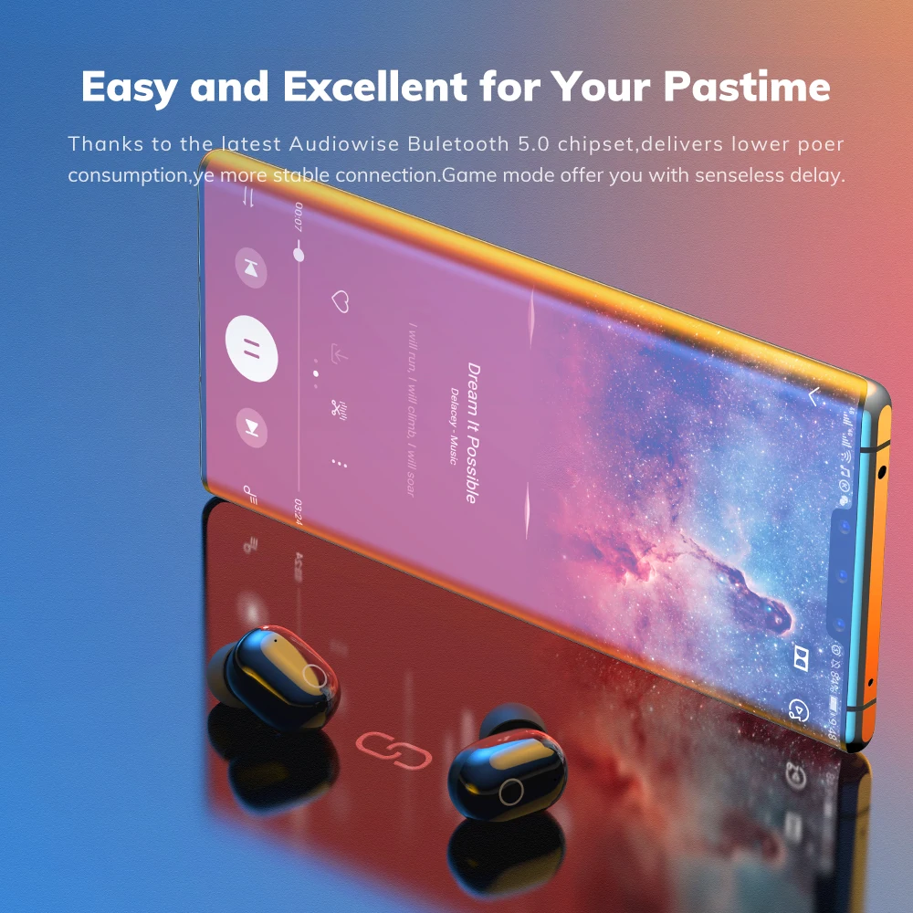 TOPK TWS беспроводные наушники Bluetooth V5.0 с сенсором отпечатков пальцев 1500 мАч