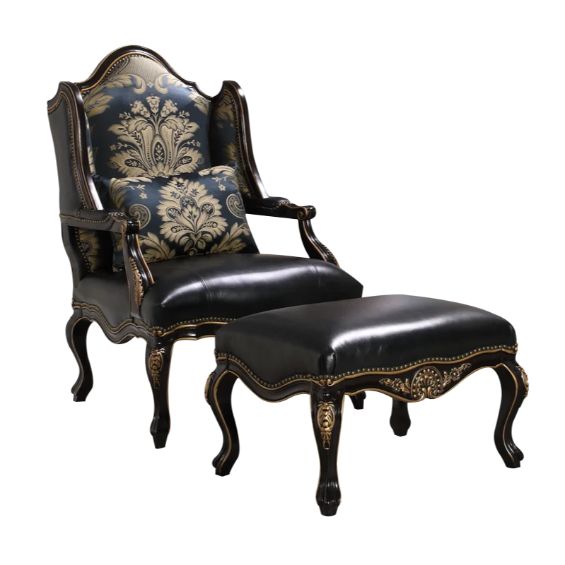 

Американский Одноместный стул из массива дерева в европейском стиле для гостиной с высокой спинкой для спальни стул для учебы кожаный стул ...