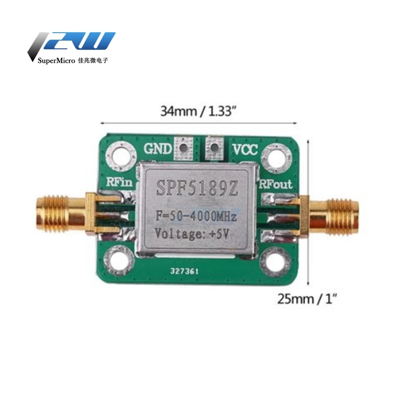 Плата приемника сигнала усилителя с низким уровнем шума LNA 50 4000 МГц RF SPF5189 NF = дБ