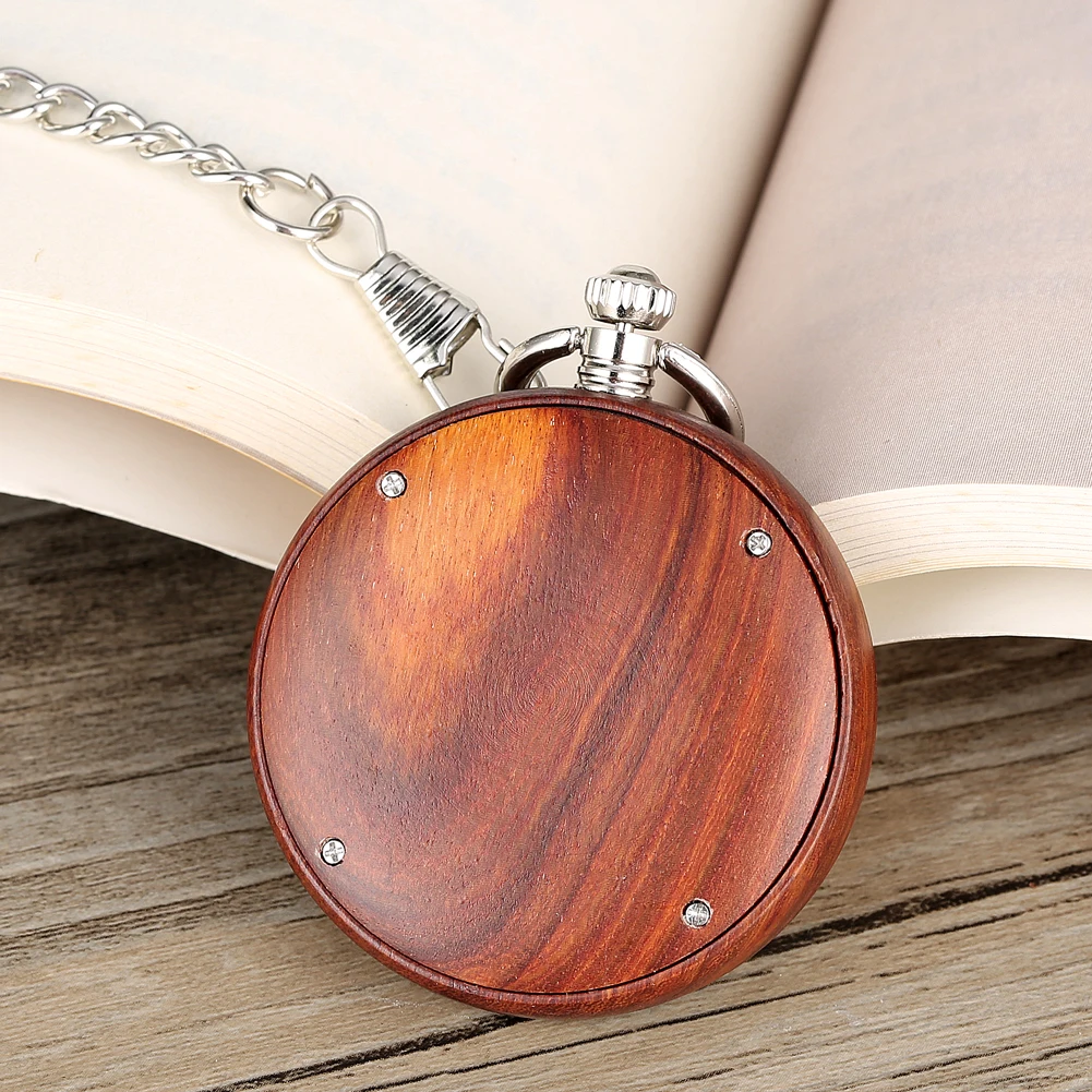 Полностью деревянные кварцевые карманные часы с аналоговым дисплеем