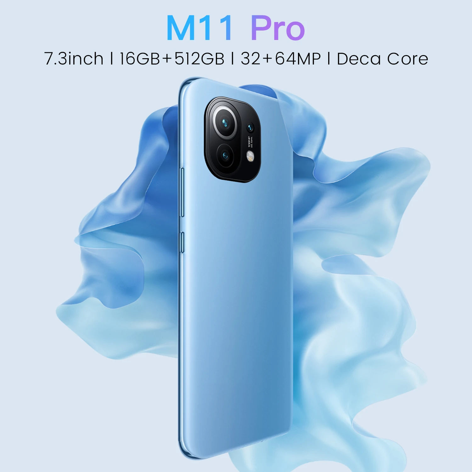 smart phone m11 pro 7 3 inch 64mp hdcamera16512gb android 11 phone 6800mah face id unlock 3 1ghz cellphone global 4g 5g mobile free global shipping