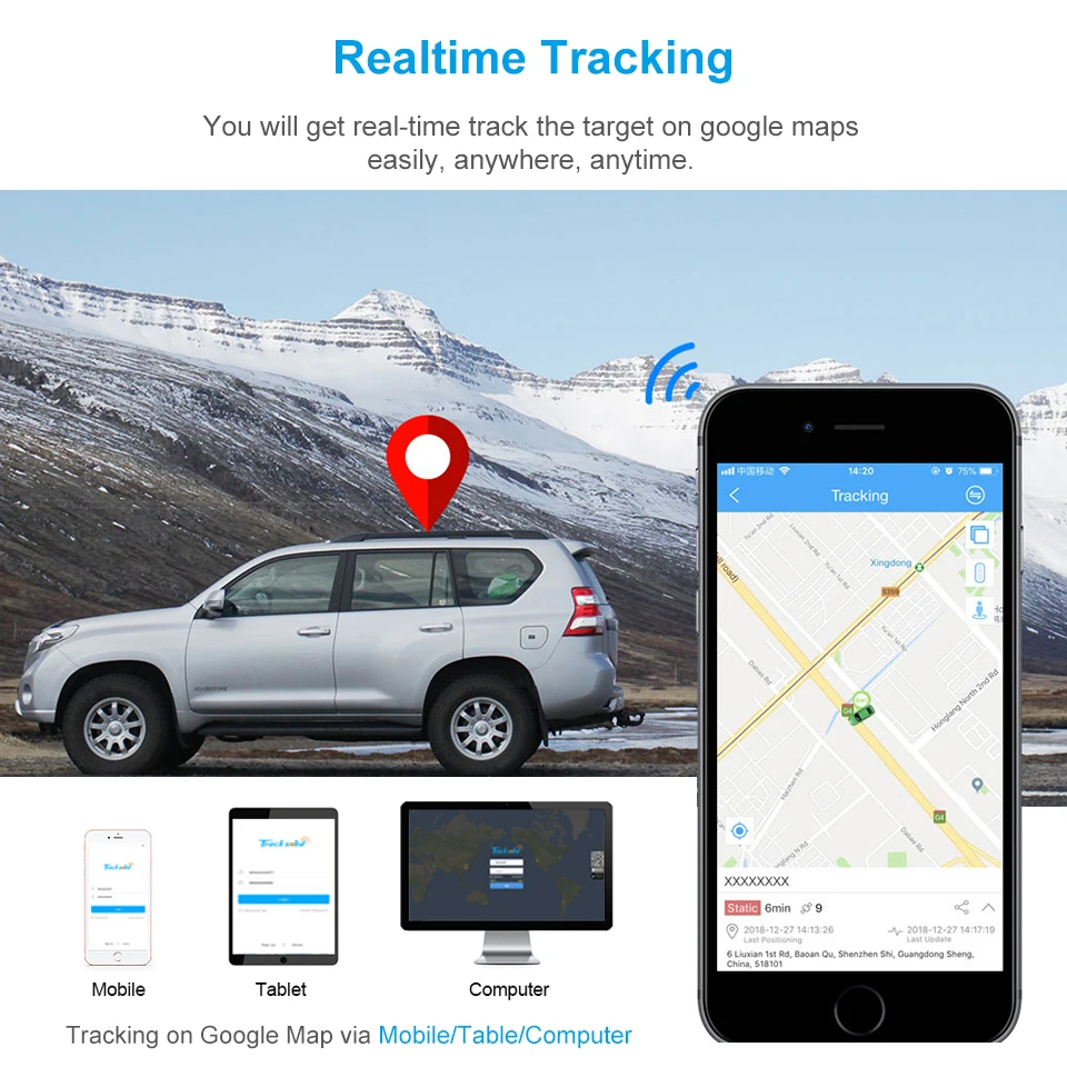 Автомобильный водонепроницаемый GPS-трекер 3G широко используемый трек