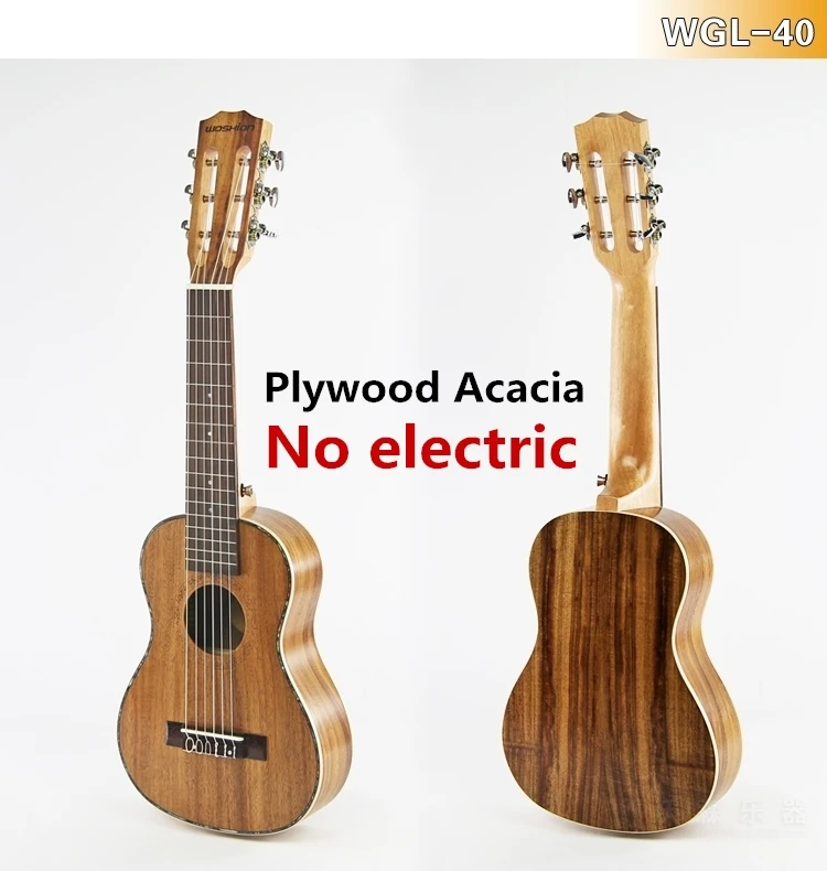 WGL-40 Топовая акустическая электрическая Guitalele Guilele 28 в мини-гитара 6 струн укулеле гитара ra красное дерево Акация ель Sapele - Цвет: WGL-40