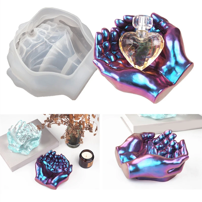 

DIY Epoxy Resin Mold Two-Hand Model Hand Storage Silicone Mold for Resin