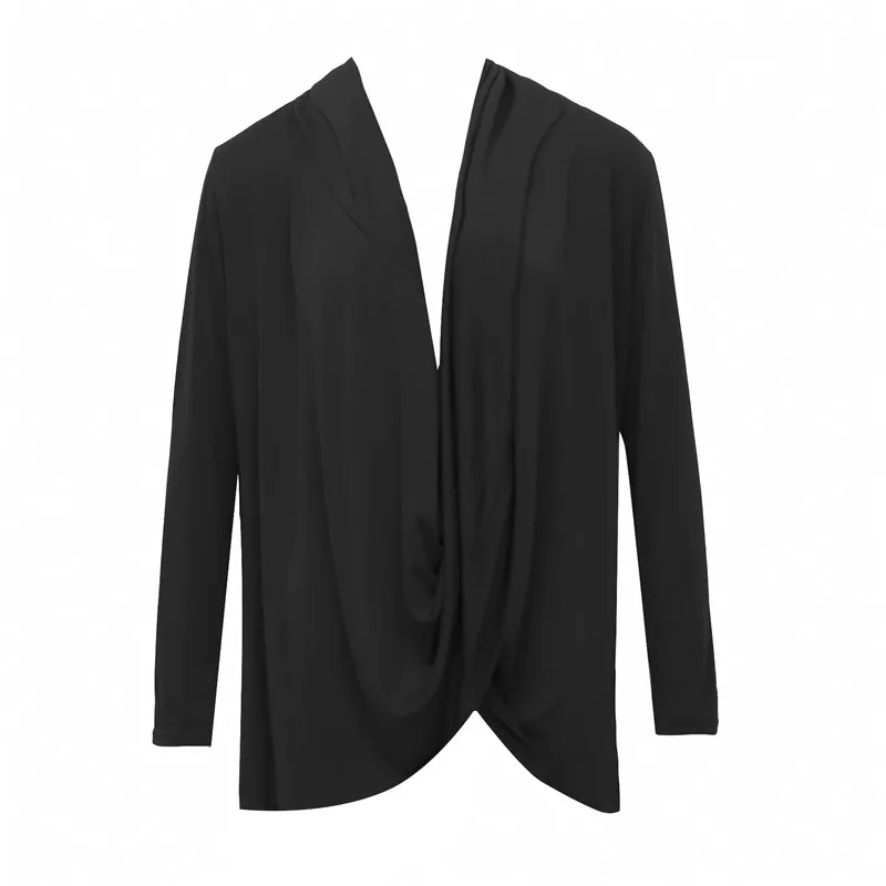 

Women Sexy Casual Loose Deep V Neck Long Sleeve Pleated Wrap Top Shirt Tunic Autumn Warm Winter Blouse Female Blusas Hot